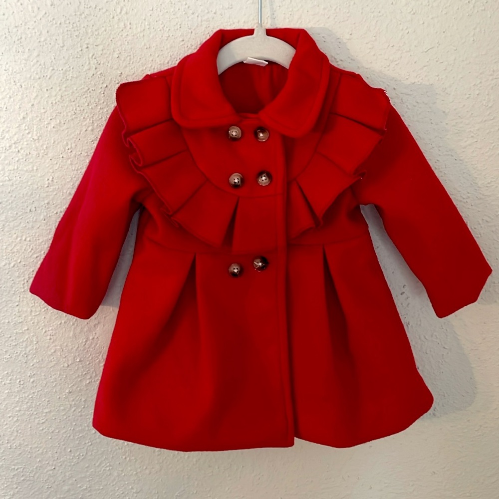 Red Peacoat Trench 6-9 mos